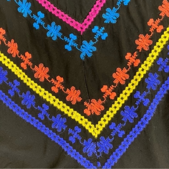 Anthropologie Hazel Black Embroidered Boho Handkerchief Hem Skirt Midi Fairycore - Picture 14 of 15